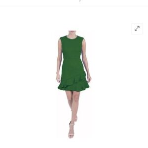 JULIA JORDAN Double Flounce Sleeveless Dress- Grass. Sz 4 NWT